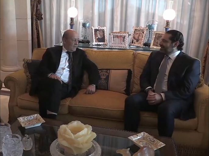 التقى وزير الخارجية الفرنسي جان إيف لودريان رئيس الوزراء اللبناني سعد الحريري ،