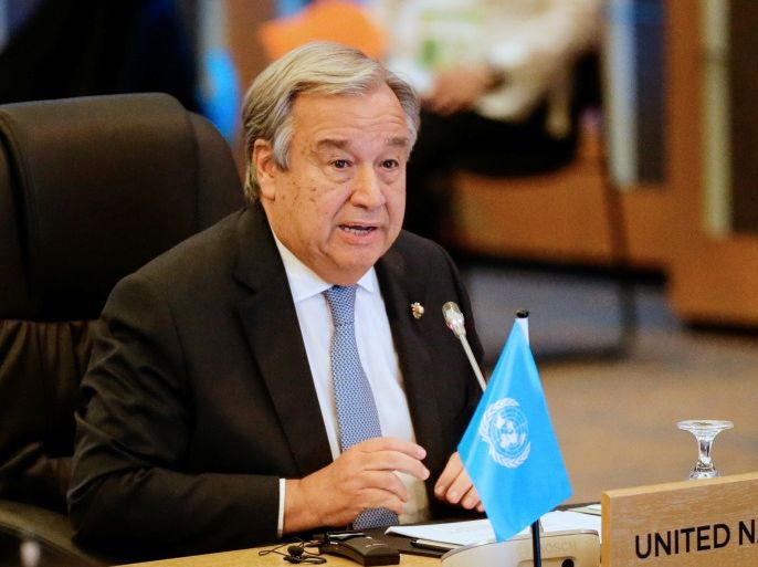 United Nations Secretary-General Antonio Guterres speaks during the 9th ASEAN UN Summit in Manila, Philippines, 13 November 2017. The Philippines is hosting the 31st Association of Southeast Asian Nations (ASEAN) Summit and Related Meetings from 10 to 14 November. REUTERS/Linus Escandor Ii/Pool