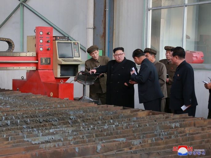 North Korean leader Kim Jong Un visits a factory in this undated picture provided by KCNA in Pyongyang on November 4, 2017. KCNA via Reuters ATTENTION EDITORS - THIS IMAGE WAS PROVIDED BY A THIRD PARTY. REUTERS IS UNABLE TO INDEPENDENTLY VERIFY THIS IMAGE. SOUTH KOREA OUT. NO THIRD PARTY SALES. NOT FOR USE BY REUTERS THIRD PARTY DISTRIBUTORS.Ê