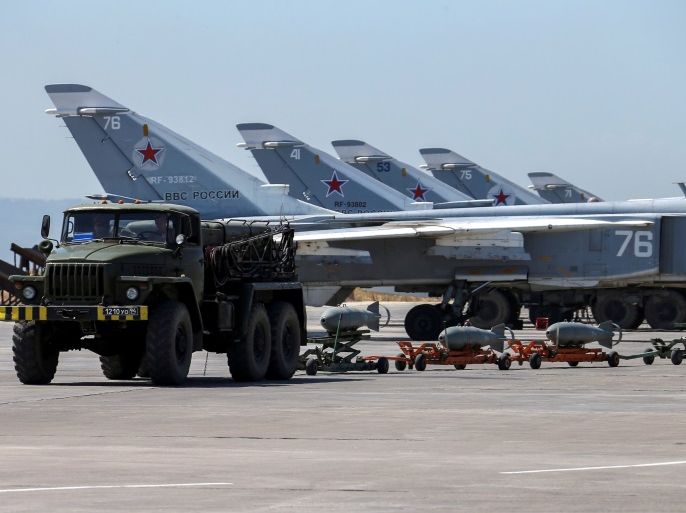 Russian military jets are seen at Hmeymim air base in Syria, June 18, 2016. Picture taken June 18, 2016. REUTERS/Vadim Savitsky/Russian Defense Ministry via Reuters ATTENTION EDITORS - THIS IMAGE WAS PROVIDED BY A THIRD PARTY. EDITORIAL USE ONLY. TPX IMAGES OF THE DAY