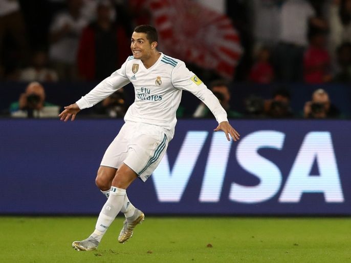 ABU DHABI, UNITED ARAB EMIRATES - DECEMBER 16: Cristiano Ronaldo of Real Madrid celebrates after scoring during the FIFA Club World Cup UAE 2017 Final between Gremio and Real Madrid at the Zayed Sports City Stadium on December 16, 2017 in Abu Dhabi, United Arab Emirates. (Photo by Francois Nel/Getty Images)