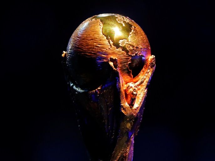 Soccer Football - 2018 FIFA World Cup Draw - State Kremlin Palace, Moscow, Russia - December 1, 2017 General view of the FIFA World Cup trophy during the draw REUTERS/Maxim Shemetov