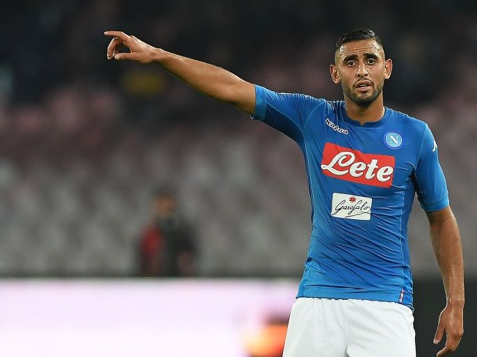 NAPLES, ITALY - OCTOBER 21: Faouzi Ghoulam of SSC Napoli in action during the Serie A match between SSC Napoli and FC Internazionale at Stadio San Paolo on October 21, 2017 in Naples, Italy. (Photo by Francesco Pecoraro/Getty Images)