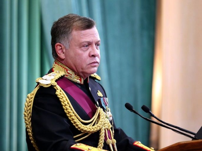 King Abdullah II of Jordan gives the Throne speech at inauguration of the 18th parliament session in Amman, Jordan, 12 November 2017.