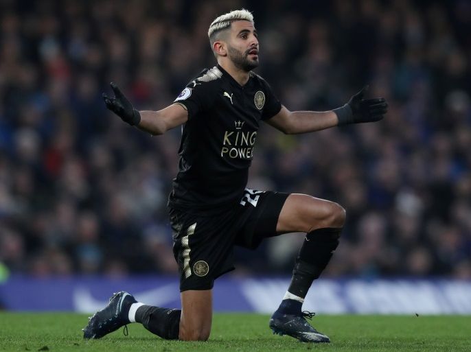 Soccer Football - Premier League - Chelsea vs Leicester City - Stamford Bridge, London, Britain - January 13, 2018 Leicester City's Riyad Mahrez reacts Action Images via Reuters/Peter Cziborra EDITORIAL USE ONLY. No use with unauthorized audio, video, data, fixture lists, club/league logos or