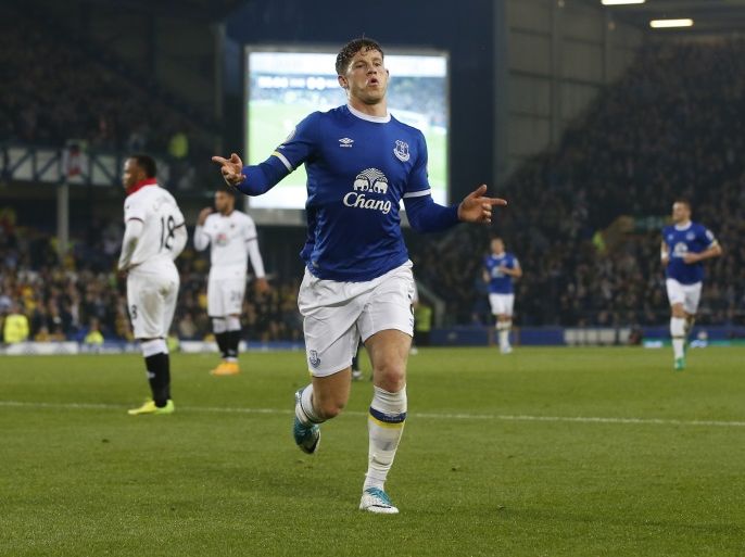 Britain Football Soccer - Everton v Watford - Premier League - Goodison Park - 12/5/17 Everton's Ross Barkley celebrates scoring their first goal Reuters / Andrew Yates Livepic EDITORIAL USE ONLY. No use with unauthorized audio, video, data, fixture lists, club/league logos or