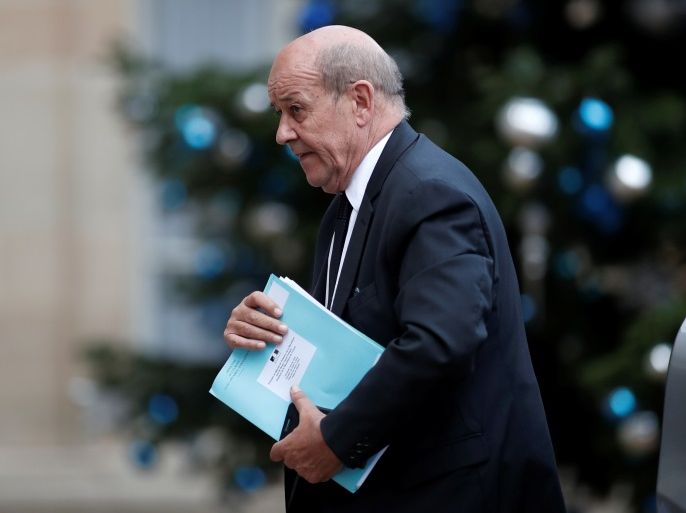 French Foreign Affairs Minister Jean-Yves Le Drian arrives at the Elysee Palace in Paris, France, January 5, 2018. REUTERS/Benoit Tessier