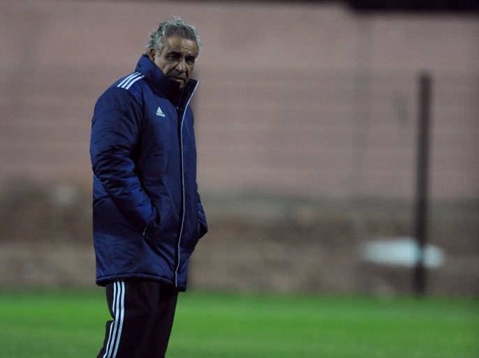 MARRAKECH, MOROCCO - DECEMBER 20: Faouzi Benzarti, coach of Raja Casablanca watches a training session outside the Marrakech Stadium on December 20, 2013 in Marrakech, Morocco. (Photo by Steve Bardens/Getty Images)