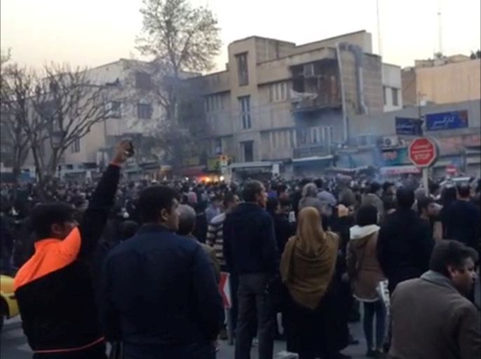 People protest in Tehran, Iran December 30, 2017 in this still image from a video obtained by REUTERS. THIS IMAGE HAS BEEN SUPPLIED BY A THIRD PARTY.
