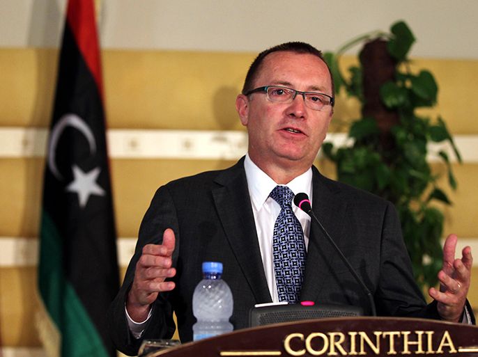 epa02917099 Assistant Secretary of State, Jeffrey Feltman speaks during press conference in Tripoli, Libya, 14 September 2011. Feltman said the United States respects Libya's sovereignty. A guiding principle of our partnership with the Libya people will always be respect for Libya's independence and sovereignty. This was a victory by the Libyan people and Libya's destiny must be decided by Libyans alone. EPA/MOHAMED MESSARA