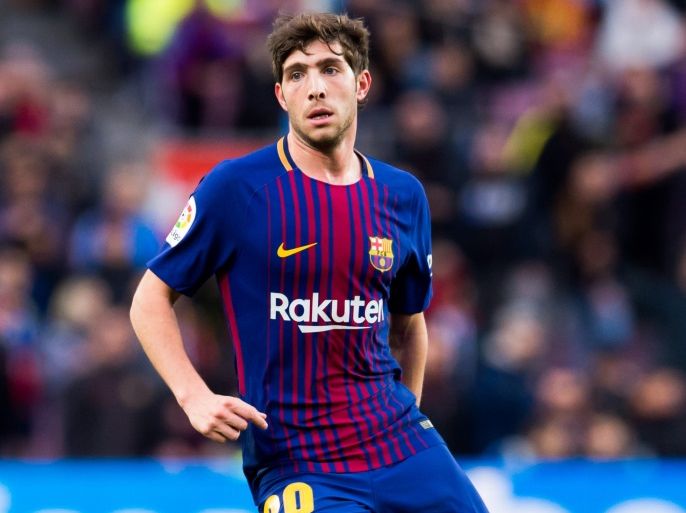 BARCELONA, SPAIN - JANUARY 07: Sergi Roberto of FC Barcelona conducts the ball during the La Liga match between Barcelona and Levante at Camp Nou on January 7, 2018 in Barcelona, Spain. (Photo by Alex Caparros/Getty Images)