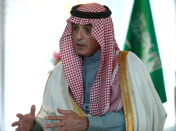 Saudi Arabia's Foreign Minister Adel al-Jubeir gestures during an interview with Reuters in Munich, Germany, February 18, 2018. REUTERS/Ralph Orlowski