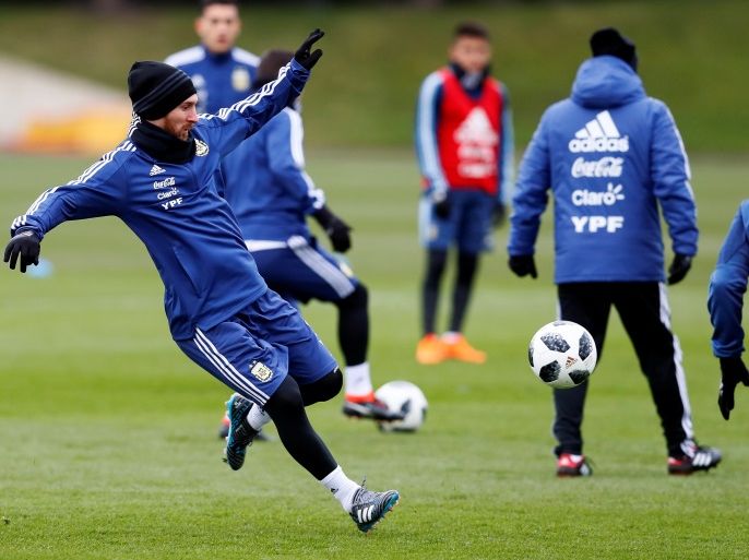 Soccer Football - Argentina Training - City Football Academy, Manchester, Britain - March 21, 2018 Argentina's Lionel Messi during training Action Images via Reuters/Jason Cairnduff
