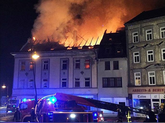 صورة الحريق نقلا عن موقع المجلس الأعلى للمسلمين بألمانيا
