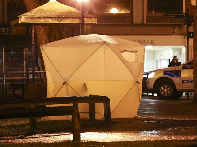 SALISBURY, ENGLAND - MARCH 05: A forensic tent stands over a bench where a man and a women had been found unconcious the previous day, on March 5, 2018 in Salisbury, England. The man is believed to be Sergei Skripal, 66, who was granted refuge in the UK following a 'spy swap' between the US and Russia in 2010. The couple remain critically ill after being exposed to an 'unknown substance'. (Photo by Dan Kitwood/Getty Images)