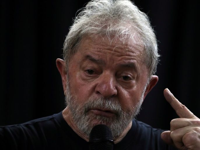Former Brazilian President Luiz Inacio Lula da Silva speaks at his book launch event in Sao Paulo, Brazil March 16, 2018. REUTERS/Paulo Whitaker