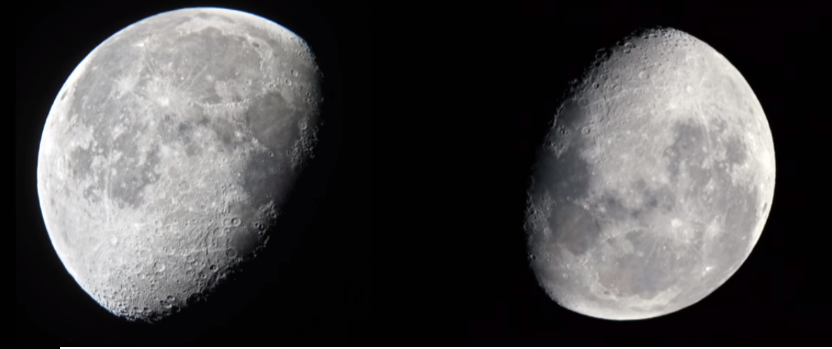 إلى اليسار: القمر من إنجلترا، إلى اليمين: القمر من أستراليا