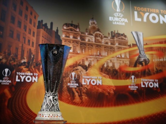Soccer Football - Europa League Quarter-Final Draw - Nyon, Switzerland - March 16, 2018 The Europa League trophy during the draw REUTERS/Pierre Albouy
