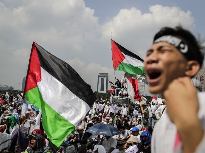 Indonesian Muslims protest in Jakarta against US decision to move their embassy to Jerusalem