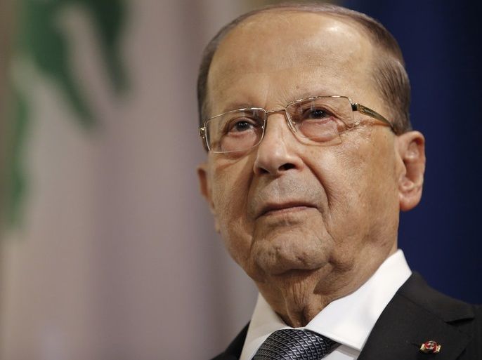 epa06227913 Lebanon's President Michel Aoun attends the ceremonies the City Hall as part of his state visit in Paris, France, 26 September 2017. EPA-EFE/STEPHANE MAHE / POOL MAXPPP OUT