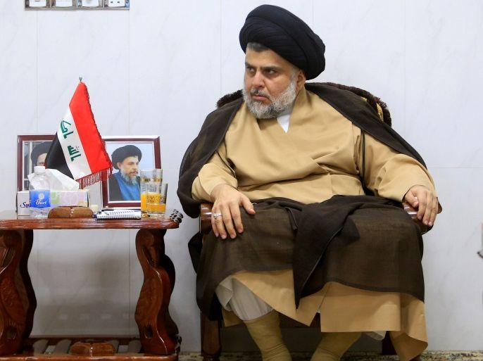 Iraqi Shi'ite cleric Moqtada al-Sadr meets with ambassadors of Turkey, Jordan, Saudi Arabia, Syria and Kuwait, in Najaf, Iraq May 18, 2018. REUTERS/Alaa al-Marjani