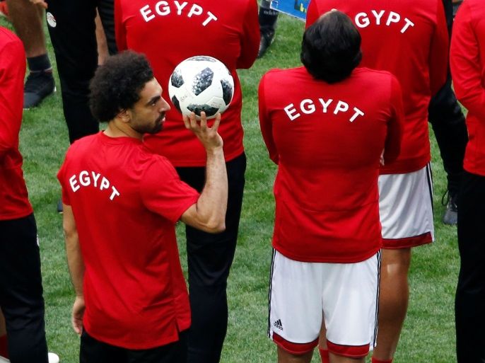 Soccer Football - World Cup - Egypt Training - Saint Petersburg Stadium, Saint Petersburg, Russia - June 18, 2018 Egypt's Mohamed Salah during training REUTERS/Anton Vaganov