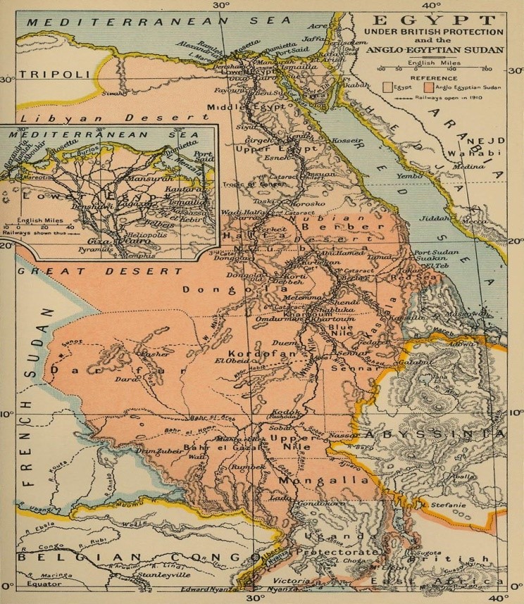 خريطة مصر والسودان زمن الاحتلال البريطاني