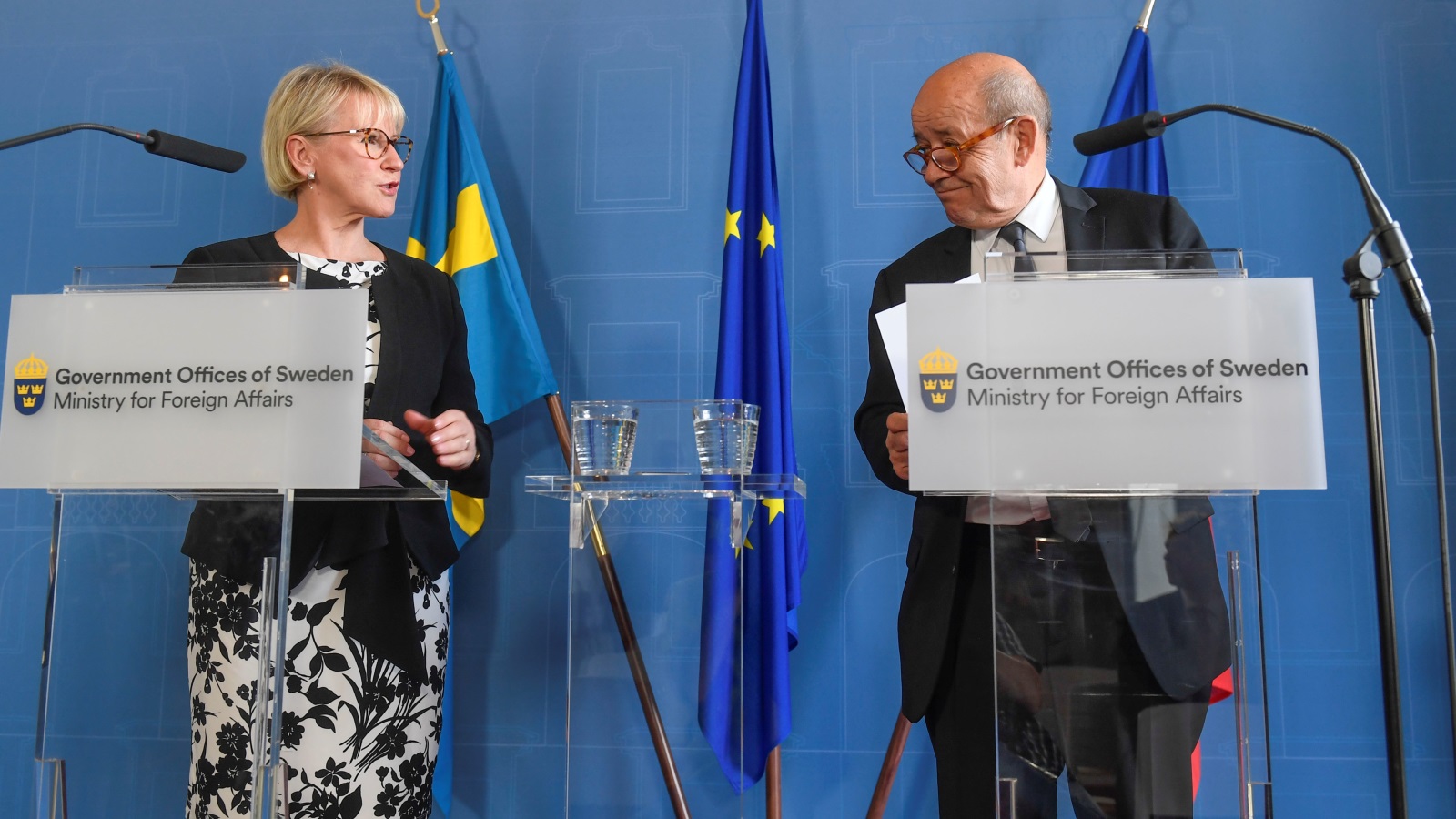 ‪وزيرا خارجية فرنسا والسويد شككا في نجاح قمة سنغافورة‬  (رويترز)