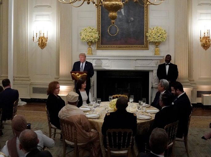 U.S. President Donald Trump speaks at the start of an Iftar dinner at the White House in Washington, U.S., June 6, 2018. REUTERS/Joshua Roberts