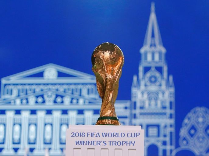 The 2018 FIFA World Cup Winner's Trophy is on display before the 68th FIFA Congress in Moscow, Russia June 13, 2018. REUTERS/Sergei Karpukhin