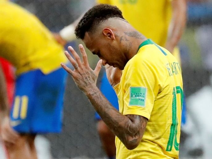 Soccer Football - World Cup - Quarter Final - Brazil vs Belgium - Kazan Arena, Kazan, Russia - July 6, 2018 Brazil's Neymar looks dejected at the end of the match REUTERS/Toru Hanai