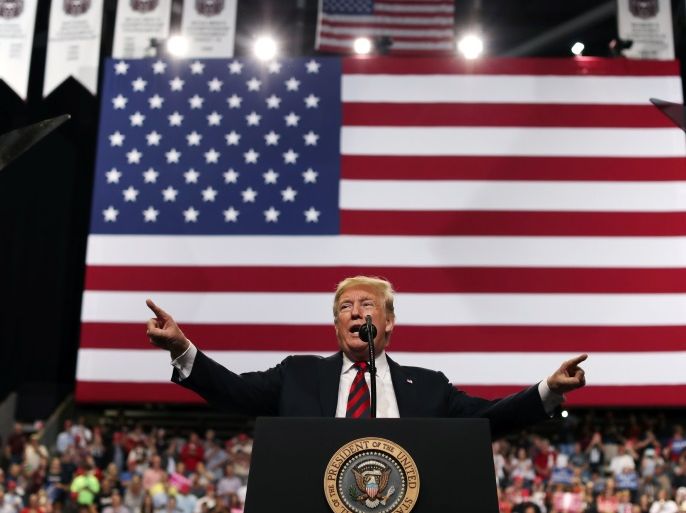 U.S. President Donald Trump speaks during a campaign rally in Springfield, Missouri, U.S., September 21, 2018. REUTERS/Mike Segar