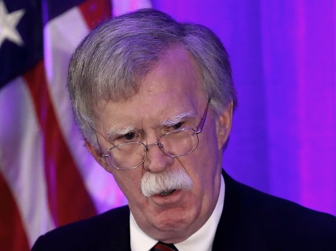 WASHINGTON, DC - SEPTEMBER 10: U.S. National Security Adviser John Bolton speaks at a Federalist Society luncheon at the Mayflower Hotel September 10, 2018 in Washington, DC. During his remarks, Bolton announced the United States will not cooperate with the International Criminal Court, and that the Trump administration intends to close the P.L.O. Mission in Washington, DC. Win McNamee/Getty Images/AFP== FOR NEWSPAPERS, INTERNET, TELCOS & TELEVISION USE ONLY ==