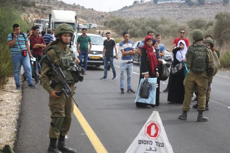 Armed assault in West Bank- - SALFIT, WEST BANK - OCTOBER 7: Israeli security forces block the road and take security measures after an armed assault at Barkan industrial zone near Ariel Israeli settlement located in Salfit, West Bank on October 7, 2018. 2 Israeli were killed on the assault.