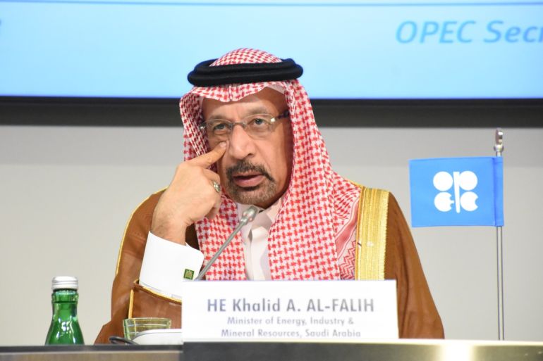 4th OPEC and non-OPEC Ministerial Meeting- - VIENNA, AUSTRIA - JUNE 23: Saudi Arabian Energy Minister Khalid Al Falih, attends a news conference after a meeting of the 4th Organisation of Petroleum Exporting Countries (OPEC) and non-OPEC Ministerial Meeting in Vienna, Austria ob June 23, 2018.
