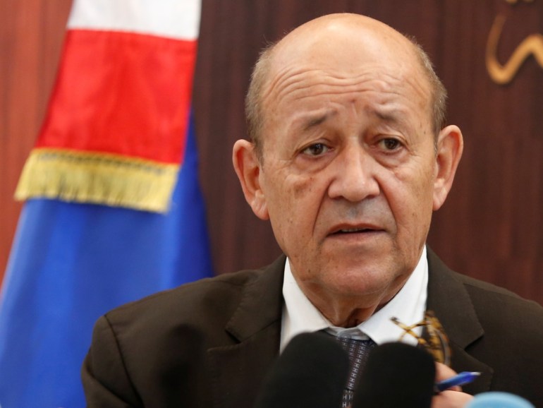 French Foreign Affairs Minister Jean-Yves Le Drian speaks during a news conference with his Tunisian counterpart Khemaies Jhinaoui in Tunis, Tunisia October 22, 2018. REUTERS/Zoubeir Souissi