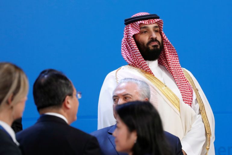 Saudi Crown Prince Mohammed bin Salman looks out as leaders arrive for a family photo at the G20 in Buenos Aires, Argentina November 30, 2018. REUTERS/Kevin Lamarque