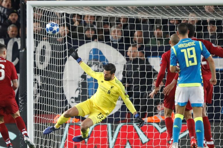 Soccer Football - Champions League - Group Stage - Group C - Liverpool v Napoli - Anfield, Liverpool, Britain - December 11, 2018 Liverpool's Alisson in action Action Images via Reuters/Carl Recine