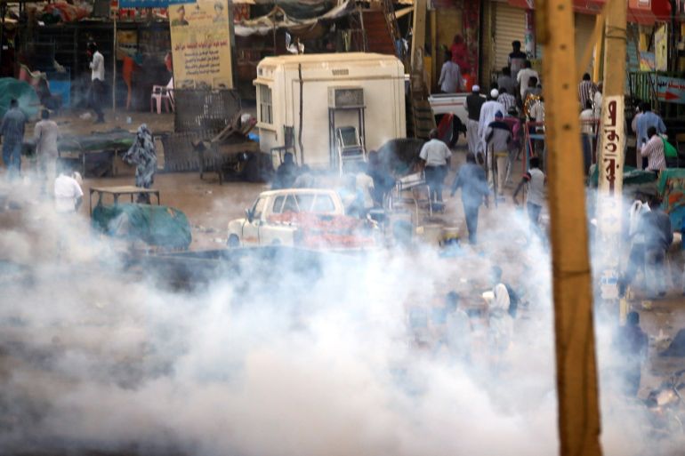 A tear gas canister fired to disperse Sudanese demonstrators, during anti-government protests in the outskirts of Khartoum, Sudan January 15, 2019. REUTERS/Mohamed Nureldin Abdallah