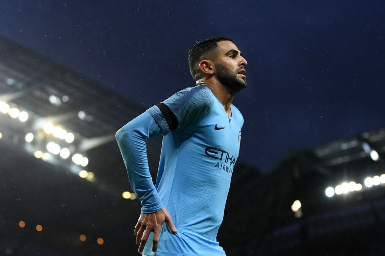 MANCHESTER, ENGLAND - JANUARY 26: Riyad Mahrez of Manchester City looks on during the FA Cup Fourth Round match between Manchester City and Burnley at Etihad Stadium on January 26, 2019 in Manchester, United Kingdom. (Photo by Michael Regan/Getty Images)