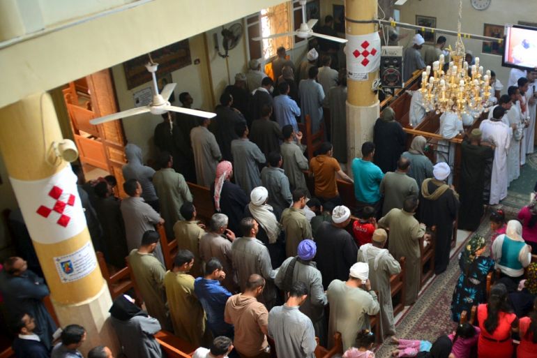 Christians attend Sunday service in the Virgin Mary Church at Samalout Diocese in Al-Our village, in Minya governorate, south of Cairo, May 3, 2015. Copts have long complained of discrimination under successive Egyptian leaders and Sisi's actions suggested he would deliver on promises of being an inclusive president who could unite the country after years of political turmoil. However, striking out at extremists abroad might prove easier than reining in radicals at home. Orthodox Copts, the Middle East's biggest Christian community, are a test of Sisi's commitment to tolerance, a theme he often stresses in calling for an ideological assault on Islamist militants threatening Egypt's security. Picture taken May 3, 2015. To match story EGYPT-CHRISTIANS/SISI REUTERS/Stringer