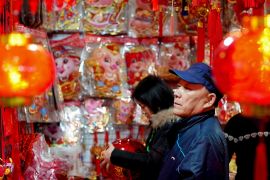 BEIJING, CHINA - JANUARY 27:  Citizens buy decorations ahead of the Chinese Lunar New Year on January 27, 2019 in Beijing, China. The Chinese New Year falls on February 5 in 2019.  (Photo by Lintao Zhang/Getty Images)