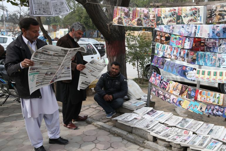 Tension between India and Pakistan- - ISLAMABAD, PAKISTAN - FEBRUARY 28: A man reads a newspaper featuring news on the tension between India and Pakistan, in Islamabad, Pakistan on February 28, 2019.