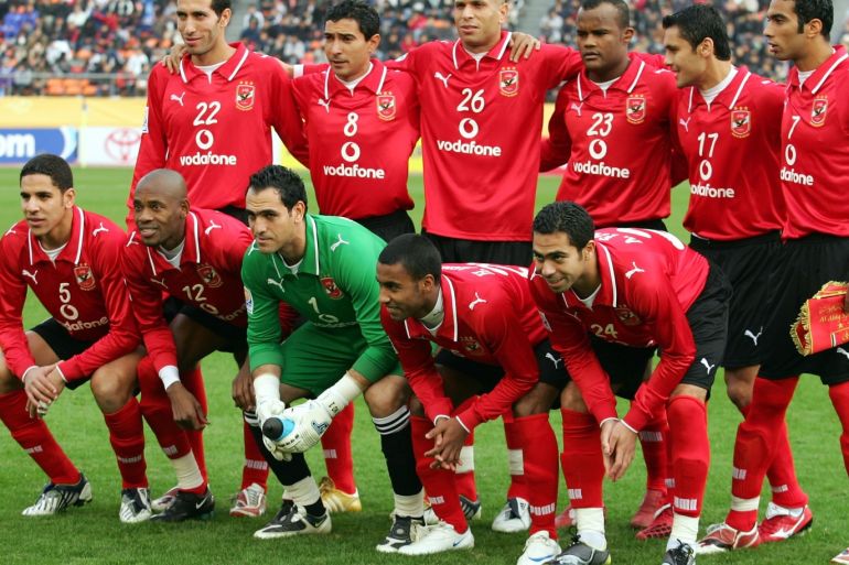 TOKYO - DECEMBER 13: Al Ahly players pose for a team photo prior to kick off of FIFA Club World Cup Japan 2008 match between Al Ahly and Pachuca at the National Stadium on December 13, 2008 in Tokyo, Japan. (Photo by Koji Watanabe/Getty Images)