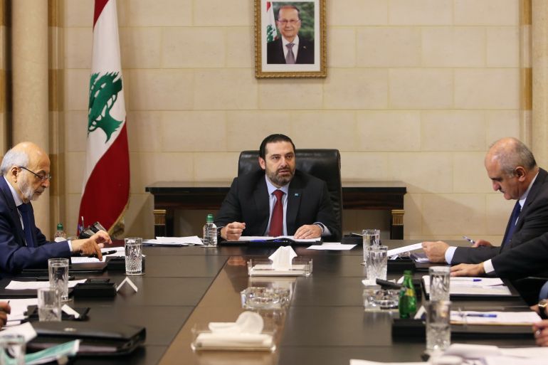 Lebanese Prime Minister Saad al-HarirI heads a meeting to discuss a draft policy statement at the governmental palace in Beirut, Lebanon February 6, 2019. REUTERS/Aziz Taher