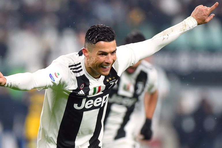 Soccer Football - Serie A - Juventus v Parma - Allianz Stadium, Turin, Italy - February 2, 2019 Juventus' Cristiano Ronaldo celebrates scoring their first goal REUTERS/Massimo Pinca