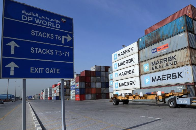 A terminal tractor passes in front of a stock yard of DP World's fully automated Terminal 2 at Jebel Ali Port in Dubai, United Arab Emirates, December 27, 2018. Picture taken December 27, 2018. REUTERS/Hamad I Mohammed