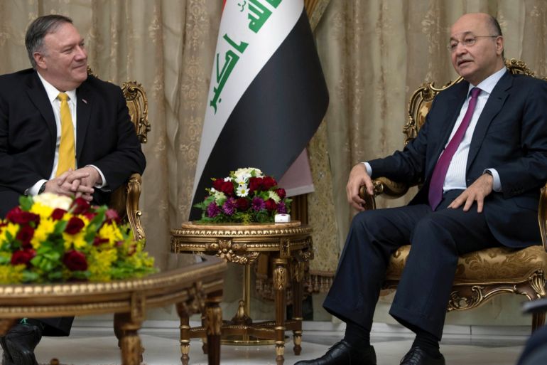 U.S. Secretary of State Mike Pompeo meets with Iraq's President Barham Saleh in Baghdad, Iraq, during a Middle East tour, January 9, 2019. Andrew Caballero-Reynolds/Pool via REUTERS