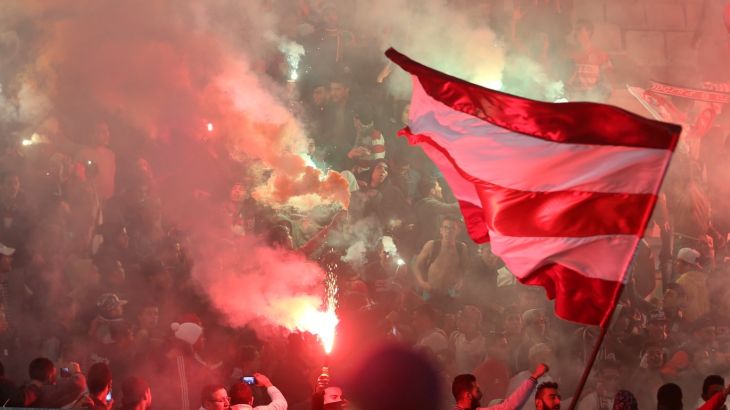 Football Soccer - Club Africain v PSG - International friendly - Rades Stadium in Tunis, Tunisia - 4/1/17. Club Africain fans celebrate during the match. REUTERS/Zoubeir Souissi