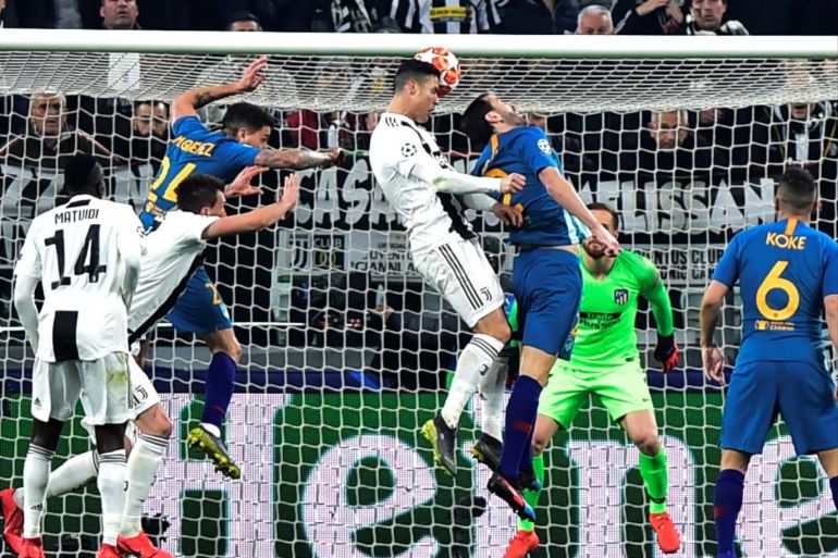 Soccer Football - Champions League - Round of 16 Second Leg - Juventus v Atletico Madrid - Allianz Stadium, Turin, Italy - March 12, 2019 Juventus' Cristiano Ronaldo scores their second goal REUTERS/Massimo Pinca